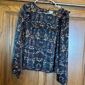 Mo:Vint boutique satin feel black dressy top